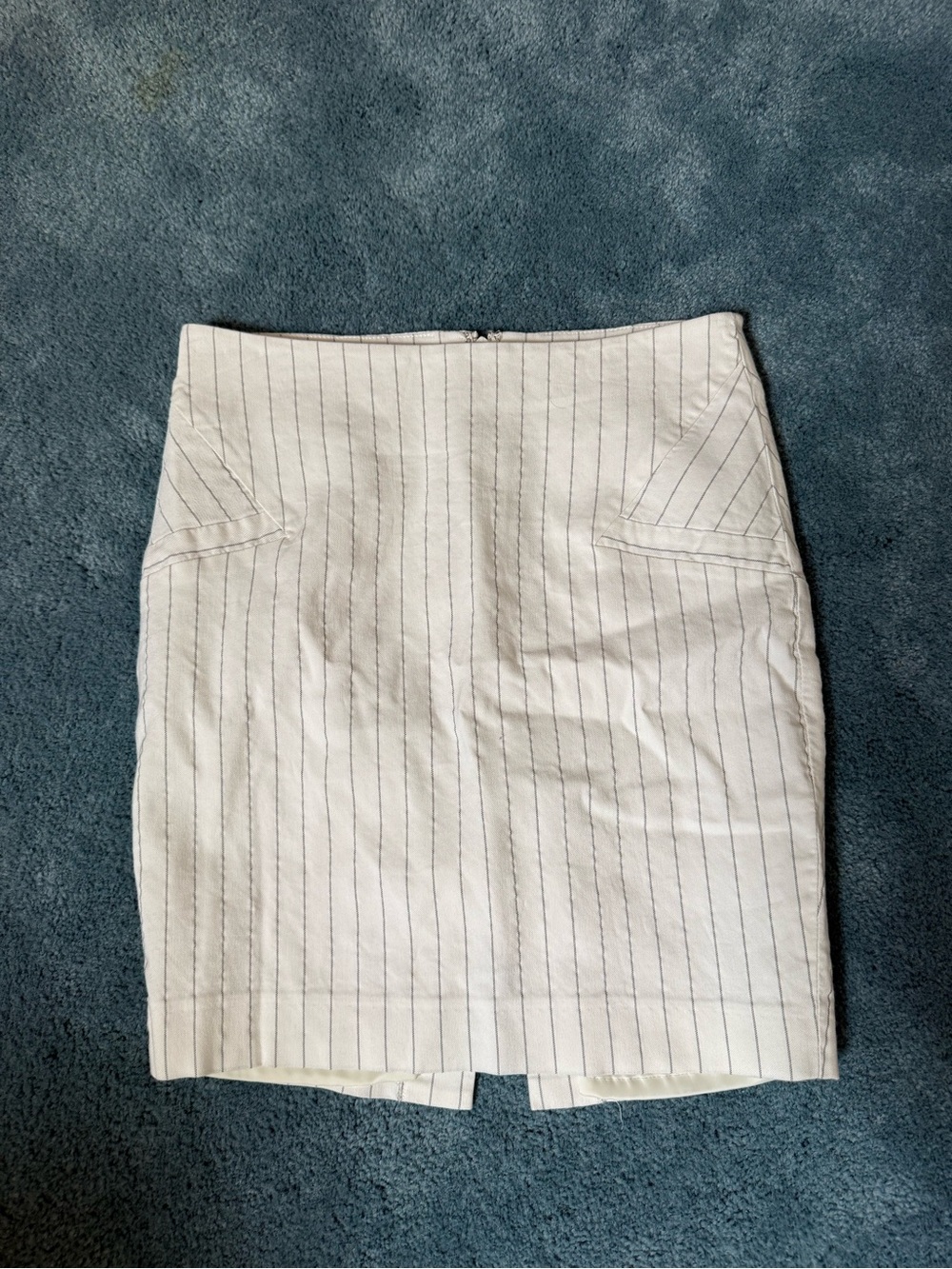 Bebe White Pinstripe Pencil Skirt